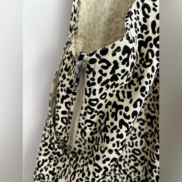 P.Cill Leopard Print Skirtall Overall mini Dress adjustable straps festival L - Picture 3 of 7